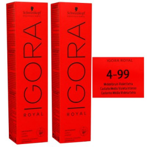 Schwarzkopf Igora Royal 2 x 60 ml 4-99 mittelbraun violett extra Haarfarbe Cremefarbe