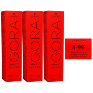Schwarzkopf Igora Royal 3 x 60 ml 4-99 mittelbraun violett extra Haarfarbe Cremefarbe