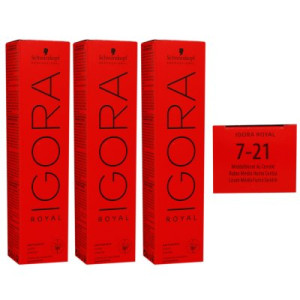 Schwarzkopf Igora Royal 3 x 60 ml 7-21 mittelblond asch cendre Haarfarbe Cremefarbe