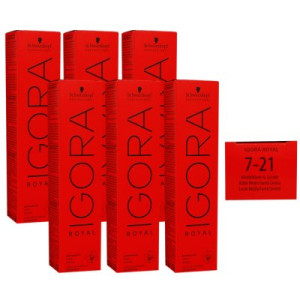 Schwarzkopf Igora Royal 6 x 60 ml 7-21 mittelblond asch cendre Haarfarbe Cremefarbe