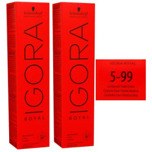 Schwarzkopf Igora Royal 2 x 60 ml 5-99 hellbraun violett extra Haarfarbe Cremefarbe