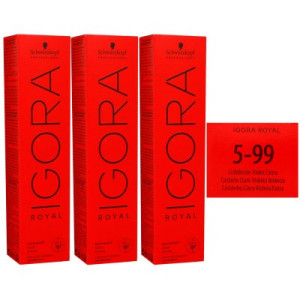 Schwarzkopf Igora Royal 3 x 60 ml 5-99 hellbraun violett extra Haarfarbe Cremefarbe