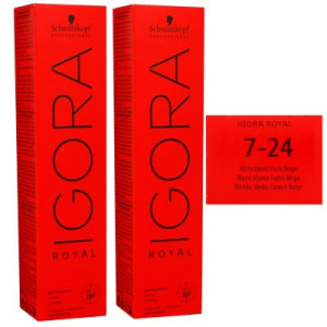 Schwarzkopf Igora Royal 2 x 60 ml 7-24 mittelblond asch beige Haarfarbe Cremefarbe