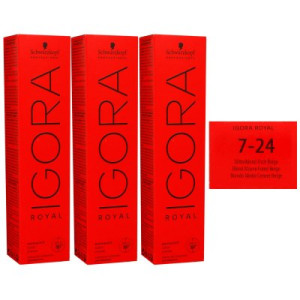 Schwarzkopf Igora Royal 3 x 60 ml 7-24 mittelblond asch beige Haarfarbe Cremefarbe