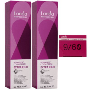 Londa Professional permanente Cremehaarfarbe Extra Rich 2 x 60 ml 9/60 lichtblond violett natur