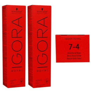 Schwarzkopf Igora Royal 2 x 60 ml 7-4 mittelblond beige Haarfarbe Cremefarbe