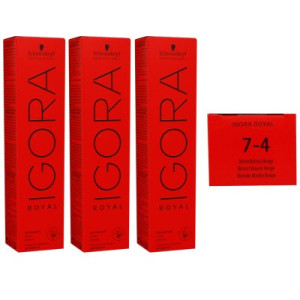 Schwarzkopf Igora Royal 3 x 60 ml 7-4 mittelblond beige Haarfarbe Cremefarbe