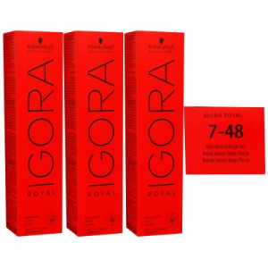 Schwarzkopf Igora Royal 3 x 60 ml 7-48 mittelblond beige rot Haarfarbe Cremefarbe