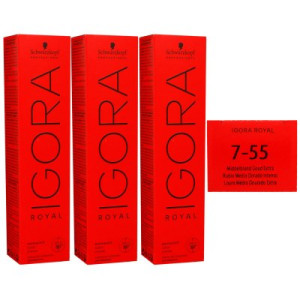 Schwarzkopf Igora Royal 3 x 60 ml 7-55 mittelblond gold extra Haarfarbe Cremefarbe