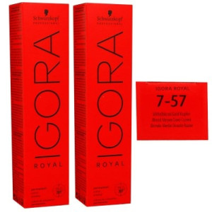 Schwarzkopf Igora Royal 2 x 60 ml 7-57 mittelblond gold kupfer Haarfarbe Cremefarbe