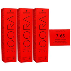 Schwarzkopf Igora Royal 3 x 60 ml 7-65 mittelblond schoko gold Haarfarbe Cremefarbe