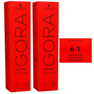 Schwarzkopf Igora Royal 2 x 60 ml 6-1 dunkelblond cendre Haarfarbe Cremefarbe