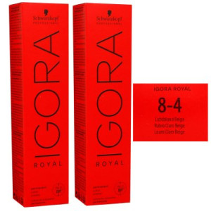 Schwarzkopf Igora Royal 2 x 60 ml 8-4 hellblond beige Haarfarbe Cremefarbe