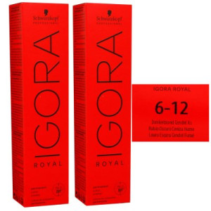 Schwarzkopf Igora Royal 2 x 60 ml 6-12 dunkelblond cendre asch Haarfarbe Cremefarbe