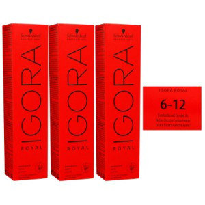 Schwarzkopf Igora Royal 3 x 60 ml 6-12 dunkelblond cendre asch Haarfarbe Cremefarbe