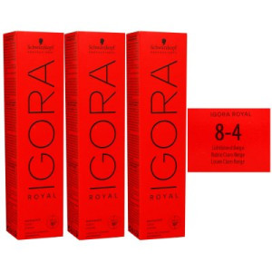 Schwarzkopf Igora Royal 3 x 60 ml 8-4 hellblond beige Haarfarbe Cremefarbe