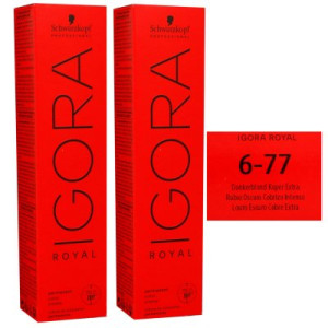Schwarzkopf Igora Royal 2 x 60 ml 6-77 dunkelblond kupfer extra Haarfarbe Cremefarbe
