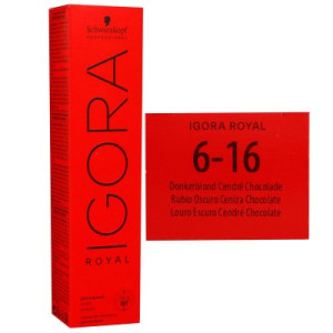 Schwarzkopf Igora Royal 60 ml 6-16 dunkelblond cendre schoko Haarfarbe Cremefarbe