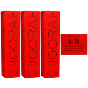 Schwarzkopf Igora Royal 3 x 60 ml 6-16 dunkelblond cendre schoko Haarfarbe Cremefarbe