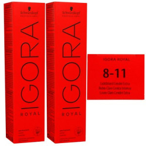 Schwarzkopf Igora Royal 2 x 60 ml 8-11 hellblond cendre extra Haarfarbe Cremefarbe