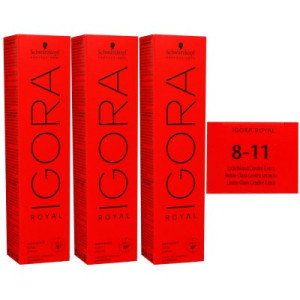 Schwarzkopf Igora Royal 3 x 60 ml 8-11 hellblond cendre extra Haarfarbe Cremefarbe