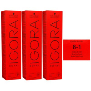 Schwarzkopf Igora Royal 3 x 60 ml 8-1 hellblond cendre Haarfarbe Cremefarbe