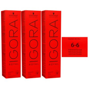 Schwarzkopf Igora Royal 3 x 60 ml 6-6 dunkelblond schoko Haarfarbe Cremefarbe