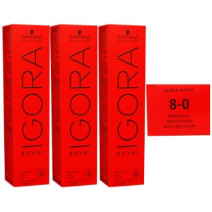 Schwarzkopf Igora Royal 3 x 60 ml 8-0 hellblond Haarfarbe Cremefarbe