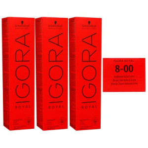 Schwarzkopf Igora Royal 3 x 60 ml 8-00 hellblond natur extra Haarfarbe Cremefarbe