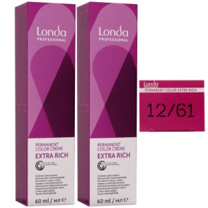 Londa Professional permanente Cremehaarfarbe Extra Rich 2 x 60 ml 12/61 Spezialblond Violett Asch