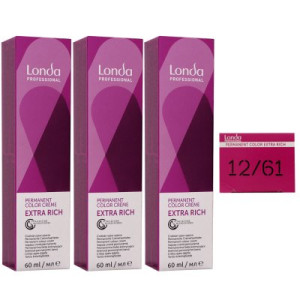 Londa Professional permanente Cremehaarfarbe Extra Rich 3 x 60 ml 12/61 Spezialblond Violett Asch