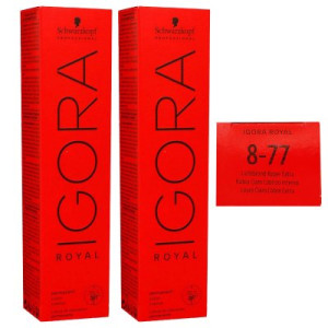 Schwarzkopf Igora Royal 2 x 60 ml 8-77 Hellblond Kupfer Extra Haarfarbe Cremefarbe