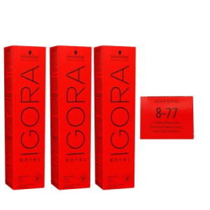 Schwarzkopf Igora Royal 3 x 60 ml 8-77 Hellblond Kupfer Extra Haarfarbe Cremefarbe