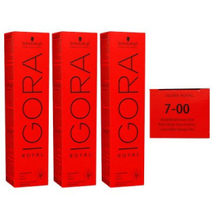 Schwarzkopf Igora Royal 3 x 60 ml 7-00 Mittelblond Natur Extra Haarfarbe Cremefarbe