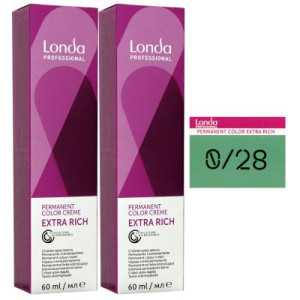 Londa Professional permanente Cremehaarfarbe Extra Rich 2 x 60 ml 0/28 mixton matt blau