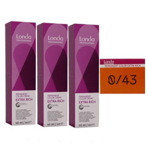 Londa Professional permanente Cremehaarfarbe Extra Rich 3 x 60 ml 0/43 mixton kupfer gold