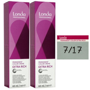 Londa Professional permanente Cremehaarfarbe Extra Rich 2 x 60 ml 7/17 mittelblond asch braun