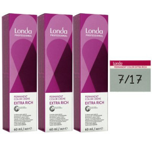 Londa Professional permanente Cremehaarfarbe Extra Rich 3 x 60 ml 7/17 mittelblond asch braun
