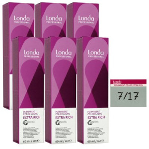 Londa Professional permanente Cremehaarfarbe Extra Rich 6 x 60 ml 7/17 mittelblond asch braun
