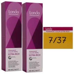 Londa Professional permanente Cremehaarfarbe Extra Rich 2 x 60 ml 7/37 mittelblond gold braun