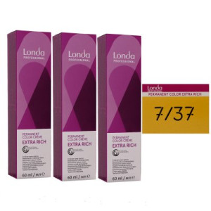 Londa Professional permanente Cremehaarfarbe Extra Rich 3 x 60 ml 7/37 mittelblond gold braun