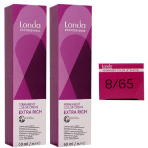 Londa Professional permanente Cremehaarfarbe Extra Rich 2 x 60 ml 8/65 hellblond violett rot