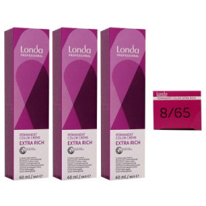 Londa Professional permanente Cremehaarfarbe Extra Rich 3 x 60 ml 8/65 hellblond violett rot