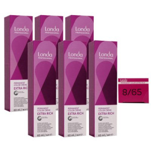 Londa Professional permanente Cremehaarfarbe Extra Rich 6 x 60 ml 8/65 hellblond violett rot