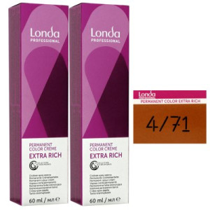 Londa Professional permanente Cremehaarfarbe Extra Rich 2 x 60 ml 4/71 mittelbraun braun asch