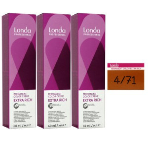 Londa Professional permanente Cremehaarfarbe Extra Rich 3 x 60 ml 4/71 mittelbraun braun asch