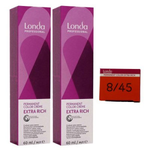 Londa Professional permanente Cremehaarfarbe Extra Rich 2 x 60 ml 8/45 hellblond kupfer rot