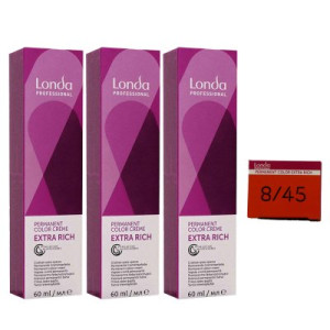 Londa Professional permanente Cremehaarfarbe Extra Rich 3 x 60 ml 8/45 hellblond kupfer rot