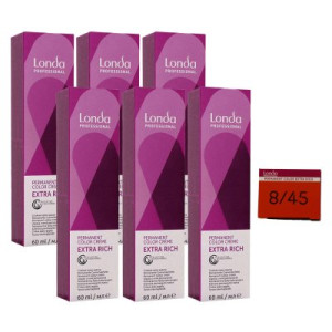 Londa Professional permanente Cremehaarfarbe Extra Rich 6 x 60 ml 8/45 hellblond kupfer rot