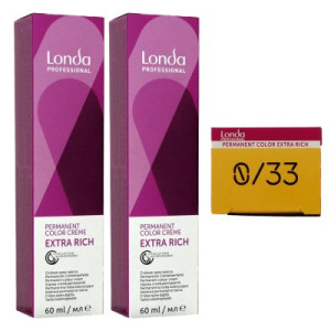 Londa Professional permanente Cremehaarfarbe Extra Rich 2 x 60 ml 0/33 mixton gold intensiv